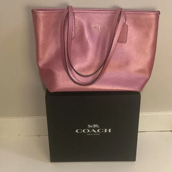 Coach Metallic Pink Tote Bag - Picture 1 of 8